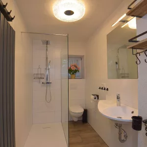 Badezimmer im Ferienhaus in Thüringen am Rennsteig